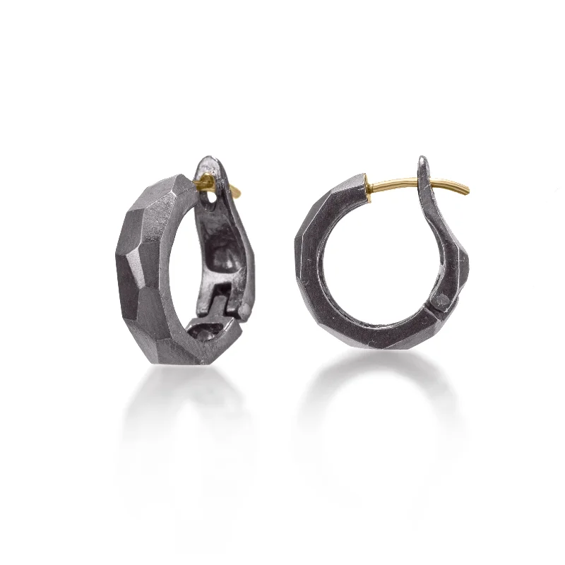 Hoop earrings with polished metal for a shiny and high-quality finish-Faceted Hoop-S