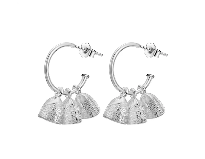 Hoop earrings with intricate designs for a unique and artistic appearance-Fish Bells Earring