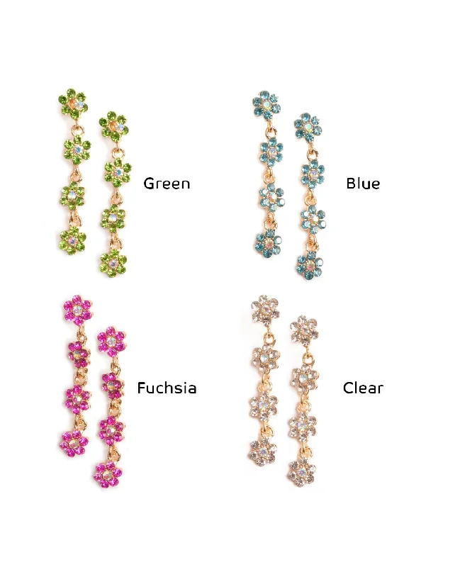 Best hoop earrings with sparkling cubic zirconia for a brilliant, budget-friendly effect-Flower Rhinestones Earrings