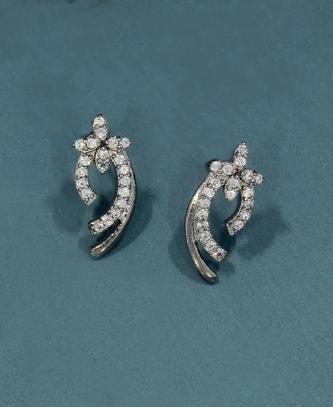 Best hoop earrings with detachable studs for a versatile and adjustable accessory-Flower Stone Studded Earring