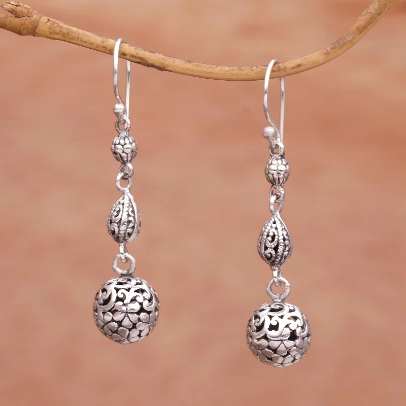 Best hoop earrings with cubic zirconia for a budget-friendly, dazzling look-Forest Orbs Indonesian Artisan Handmade 925 Sterling Silver Orb Earrings