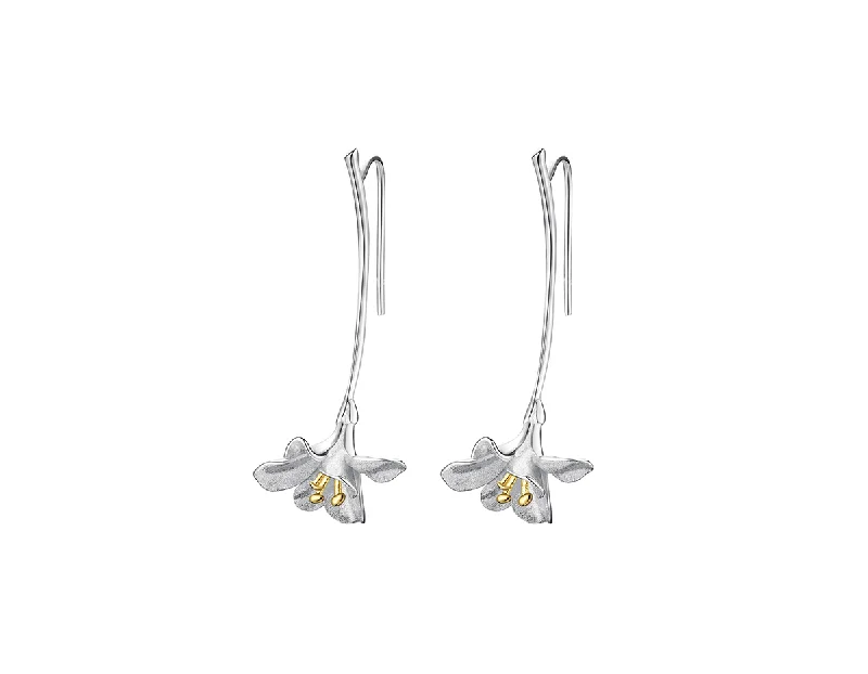 Hoop earrings with removable pendants for a versatile and customizable accessory-Freesia Flower Earring