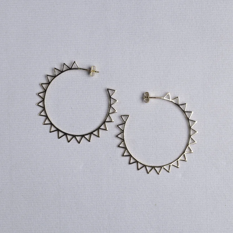 Best hoop earrings with angel wing accents for a spiritual and meaningful design-Geometric Cutout Sun Hoop Earrings