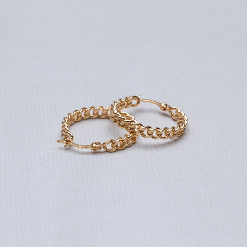 Small hoop earrings for a delicate and understated everyday wear-Gold Cable Link Hoop Earrings