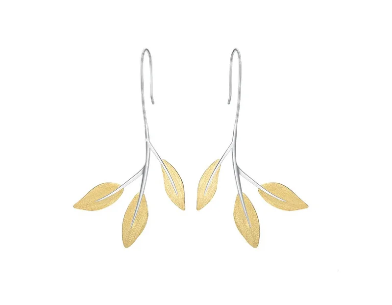 Hoop earrings with luxe velvet finishes for a rich and luxurious touch-Golden Leaves Earring