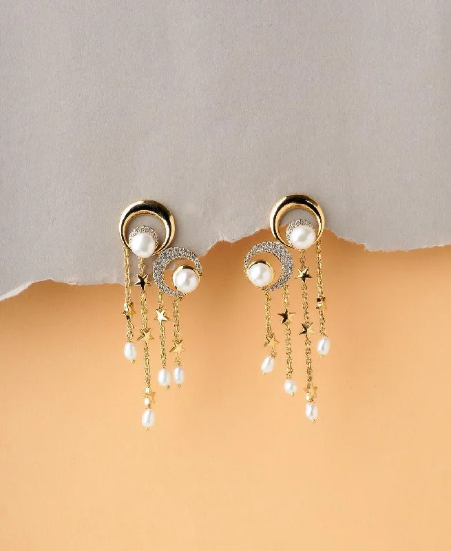 Best hoop earrings with vintage rhinestone embellishments for a retro-glam effect-Gorgeous Stone Studded Pearl Earring