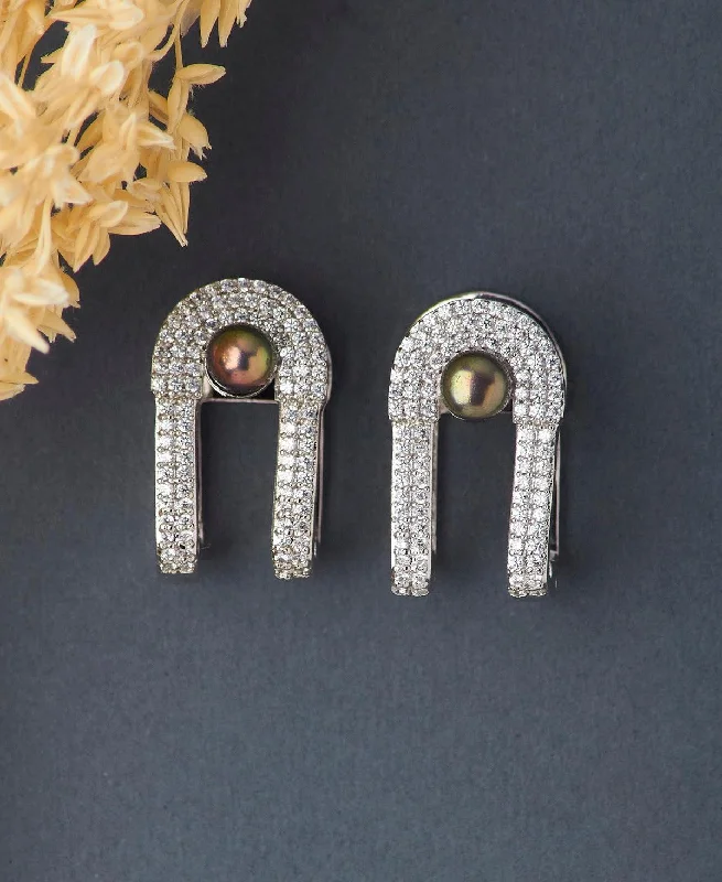 Best hoop earrings with stacked layers for a dimensional and bold look-Graceful Rhodium hanging Earring