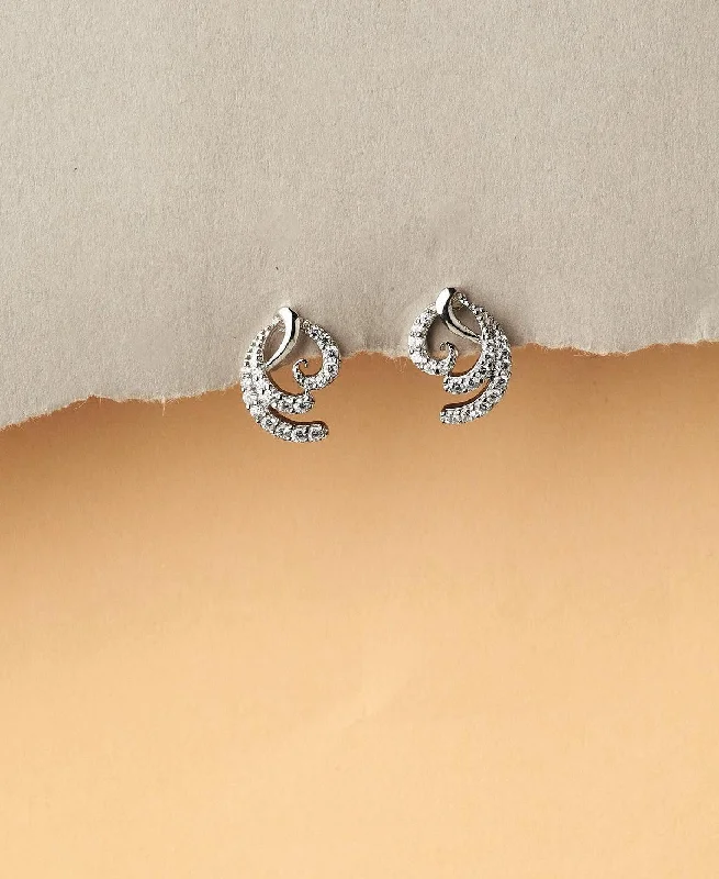 Hoop earrings with a matte finish for a sleek and sophisticated appearance-Graceful Silver Stud Earring