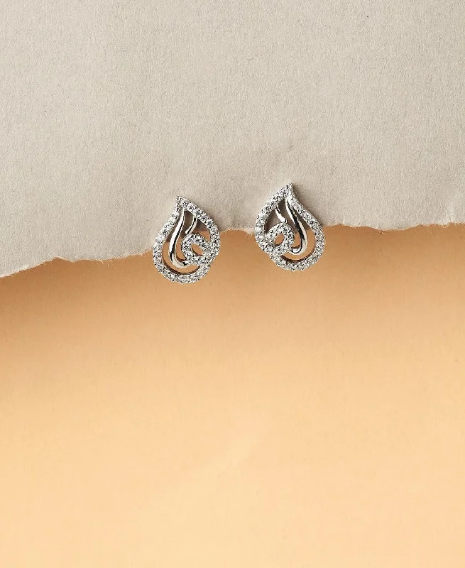 Hoop earrings with rhinestone embellishments for a glamorous and sparkling look-Graceful Silver Stud Earring