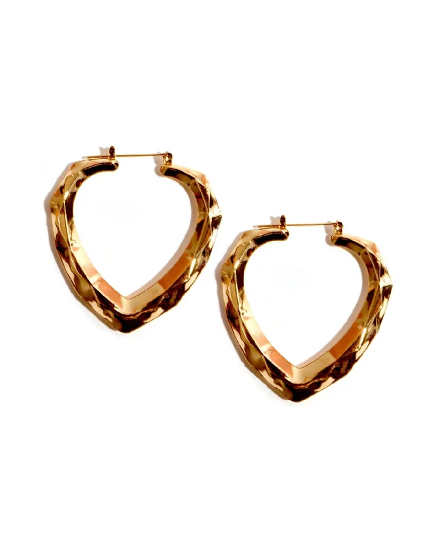 Best hoop earrings with oval shapes for a unique and elongated design-Heart Textured Hoop Earrings