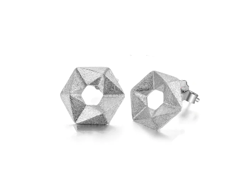 Hoop earrings with abstract shapes for an artistic and creative touch-Hexagon Stud Earring