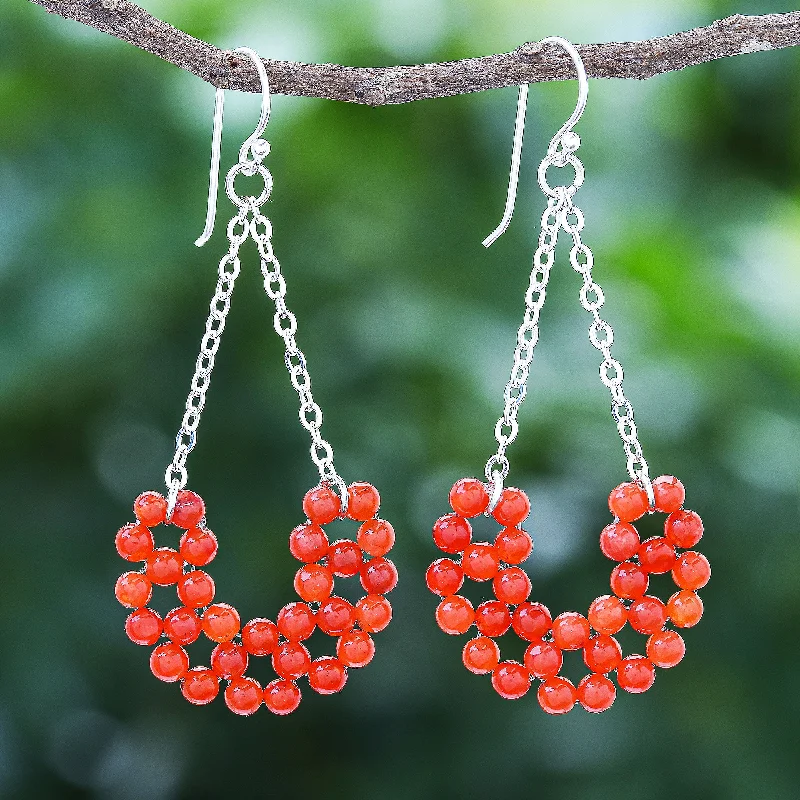 Best hoop earrings with lever-back closures for secure and easy wear-Jolly Morning in Orange Hand Crafted Thai Carnelian Dangle Earrings