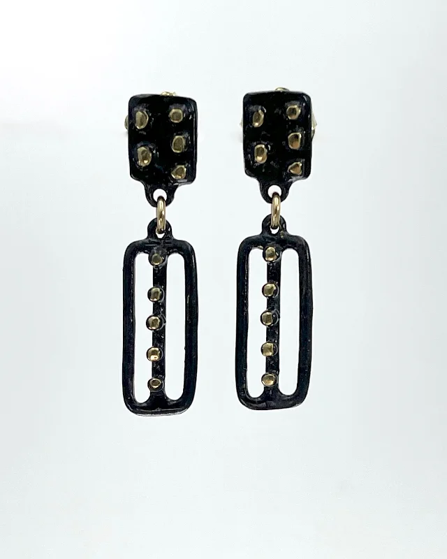 Hoop earrings with snake print designs for an edgy, wild appearance-Julie Cohn Kusama Black Bronze Earrings