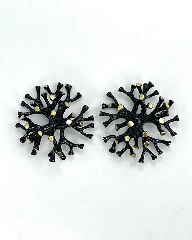 Hoop earrings with gold accents for a warm, elegant statement piece-Julie Cohn Large Black Stamen Post Earrings