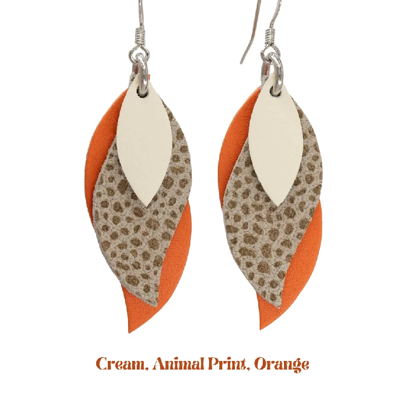 Cream, Animal Print, Orange