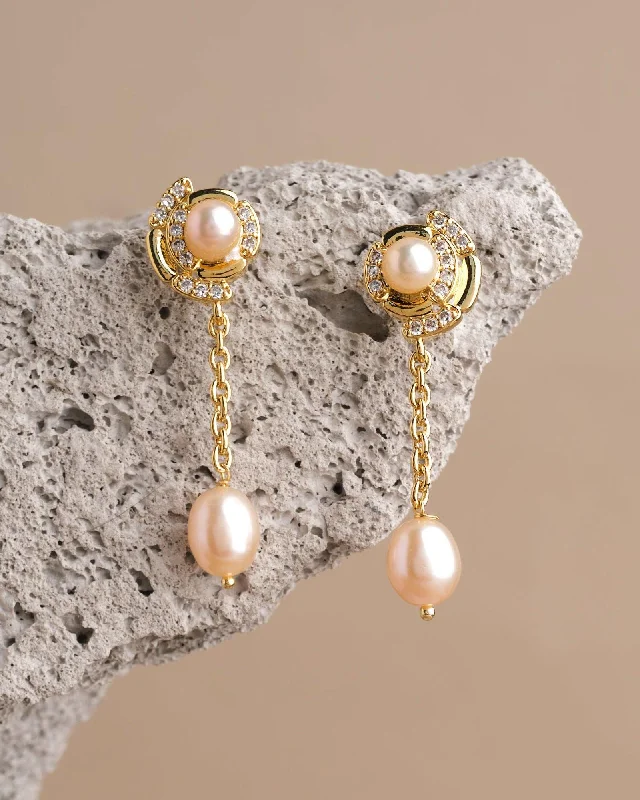 Hoop earrings with diamond-cut surfaces for added sparkle and shine-Kosavasin -Golden Sands Delight Pearl Earring