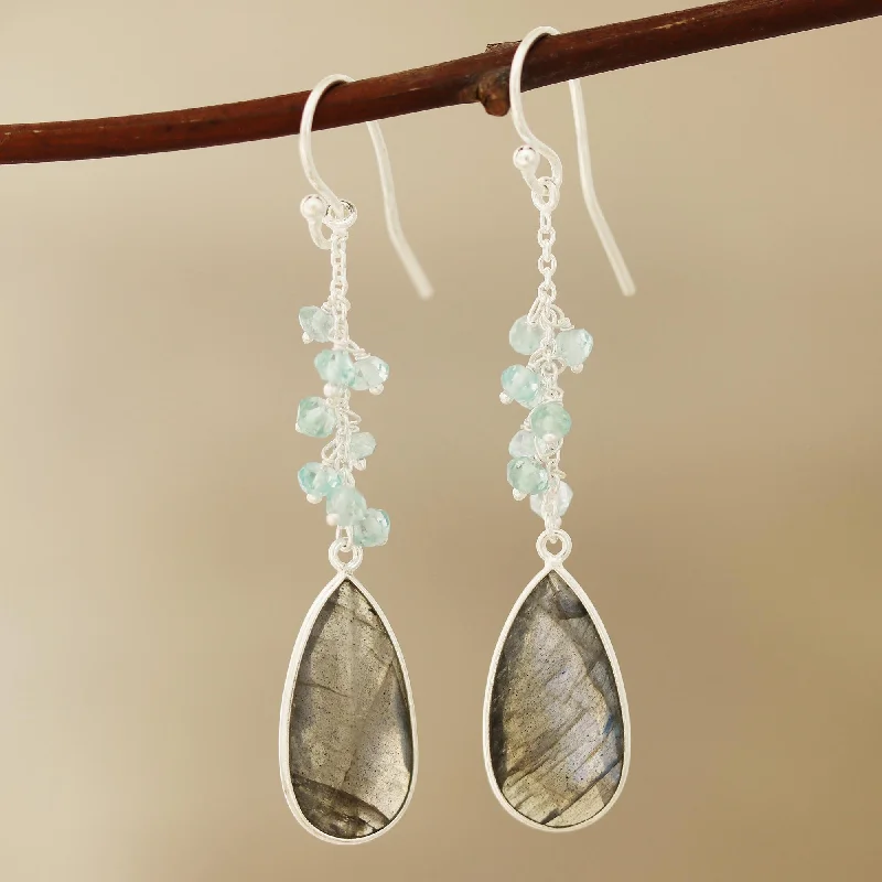 Best hoop earrings with sparkling cubic zirconia for a brilliant, budget-friendly effect-Late Sky 12-Carat Labradorite and Blue Topaz Dangle Earrings