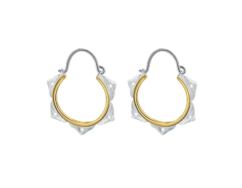 Best hoop earrings with stacked layers for a dimensional and bold look-Lotus Flower Minimalist Earring