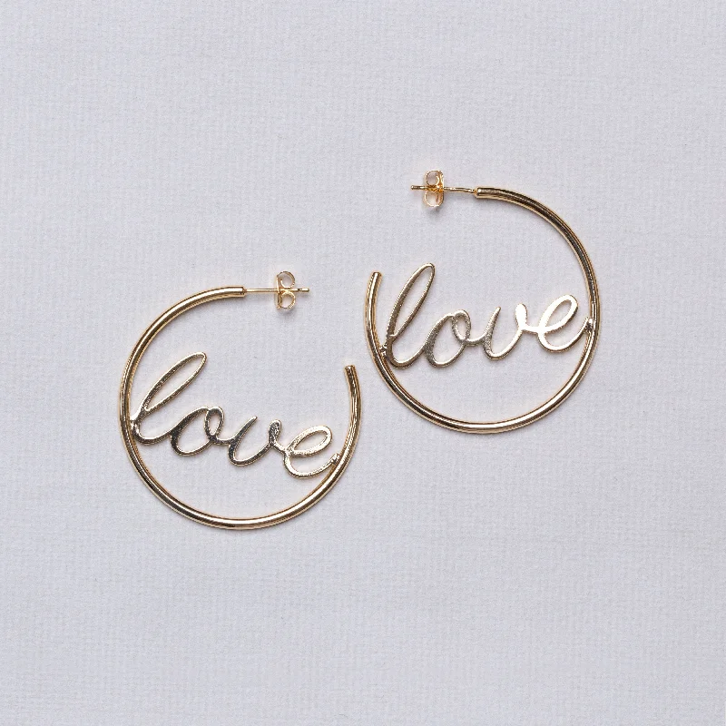 Hoop earrings with circle designs for a classic and timeless shape-Love Stud Hoop Earrings