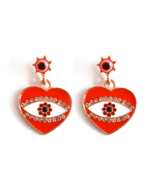 Hoop earrings with hearts for a sweet and romantic gesture-Lucky Heart Earrings