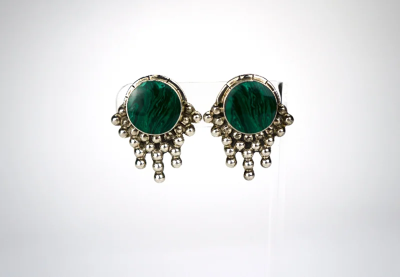 Best hoop earrings with geometric shapes for a modern and artistic appeal-Malachite Bubble Up Earrings