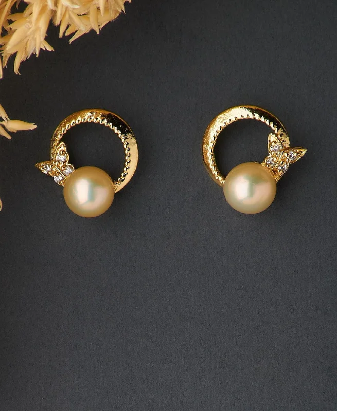 Best hoop earrings with minimal embellishments for a sleek and modern look-Mini Butterfly Pearl Studded Earring