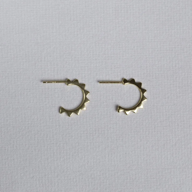 Hoop earrings with spiral designs for a dynamic and fluid look-Mini Gold-plated Sun Hoop Earrings