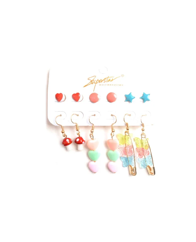 Best hoop earrings with vintage rhinestone embellishments for a retro-glam effect-Mix Of Shapes Earring Set