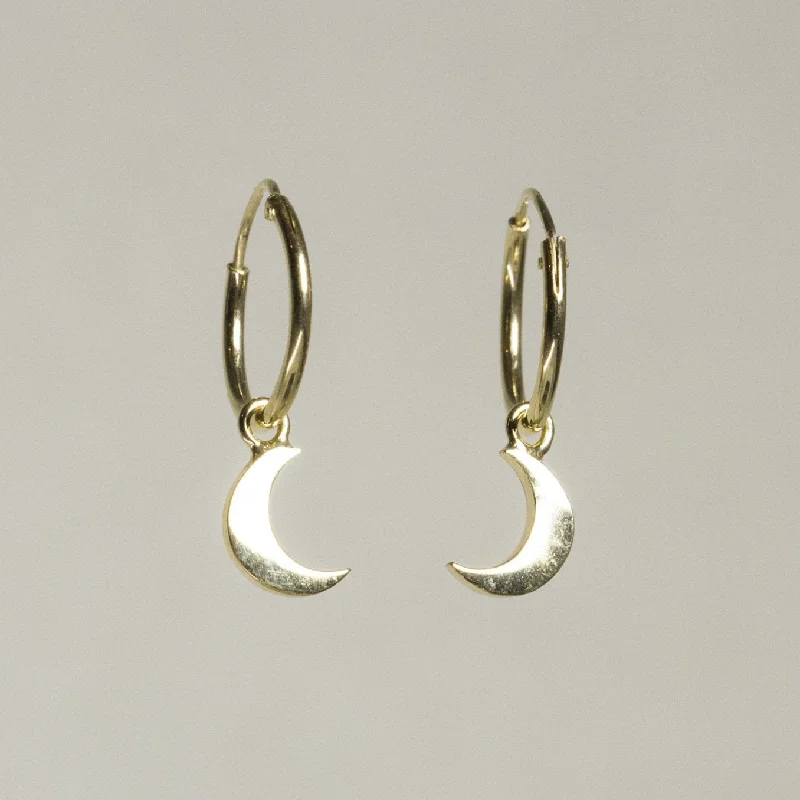 Best hoop earrings with baroque pearls for a luxurious and elegant vibe-Moon Charm Hoop Earrings