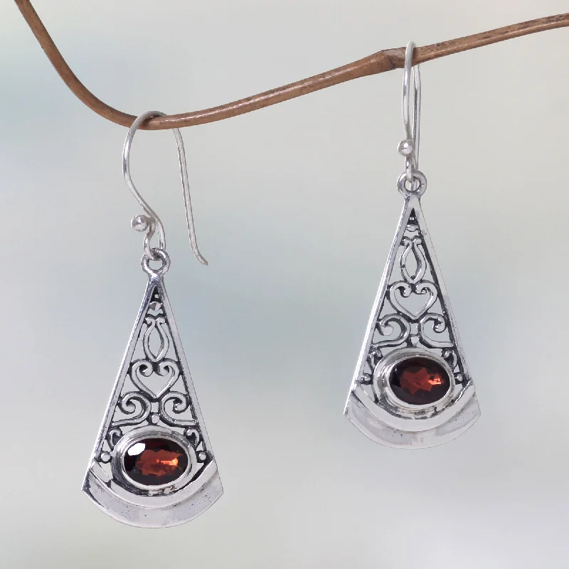 Best hoop earrings with gold for a luxurious and timeless look-Mount Agung Crimson Natural Garnet Dangle Earrings in 925 Sterling Silver