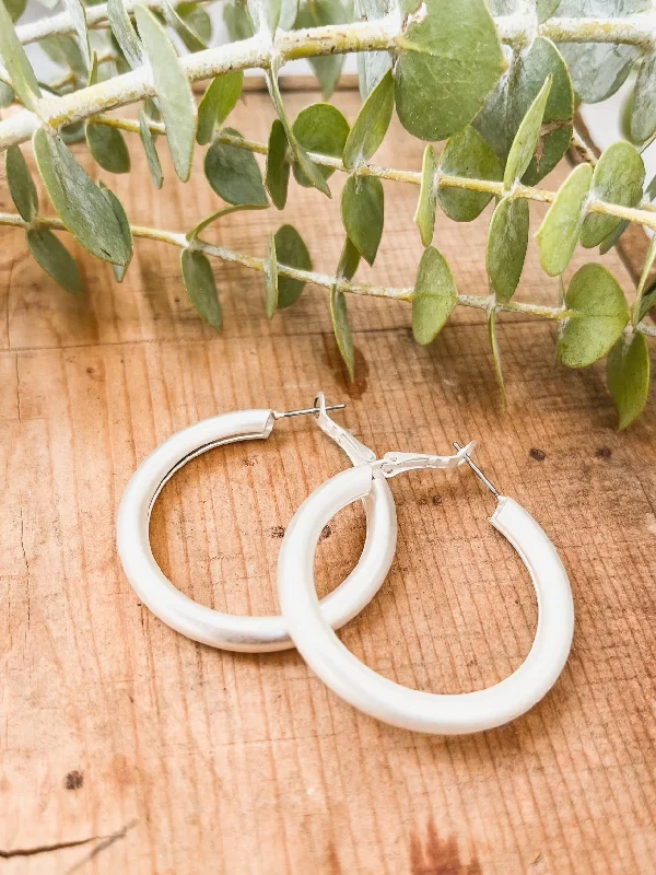 Lightweight hoop earrings for comfortable and all-day wear-Beautiful Matte Gold or Silver Hoop Earrings