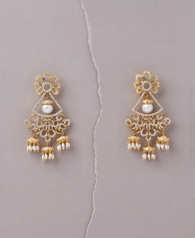 Best hoop earrings with vintage rhinestone embellishments for a retro-glam effect-Mudra Stone And Petite Pearl Jhumkas