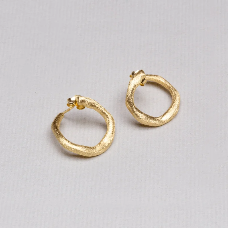 Best hoop earrings with butterfly motifs for a playful and whimsical appearance-Organic Matte Gold Hoop Earrings