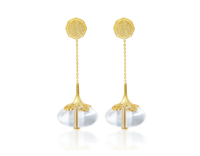 Best hoop earrings with hammered gold for a rustic yet elegant look-Oriental Crystal Drop Earring