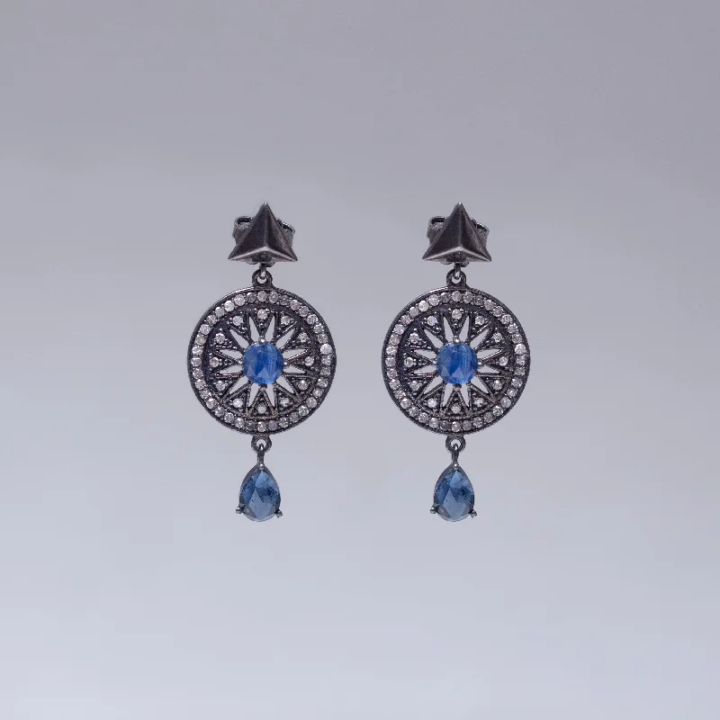 Hoop earrings with diamond-cut surfaces for added sparkle and shine-Oxdised Diamonds Stud Earring