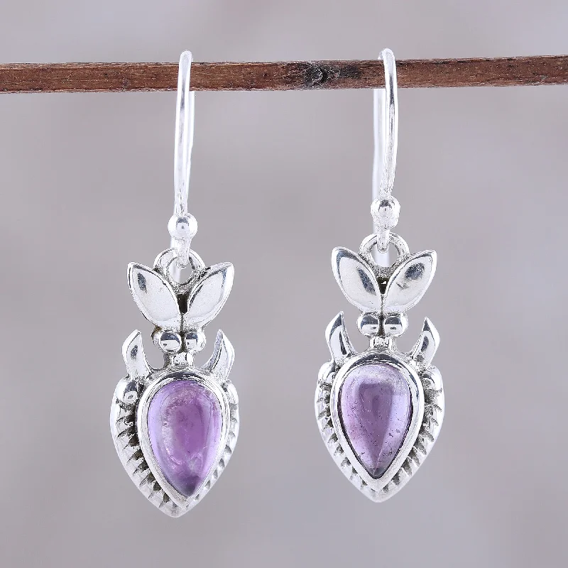 Best hoop earrings with minimal embellishments for a sleek and modern look-Passion Blooms Teardrop Amethyst and Sterling Silver Dangle Earrings