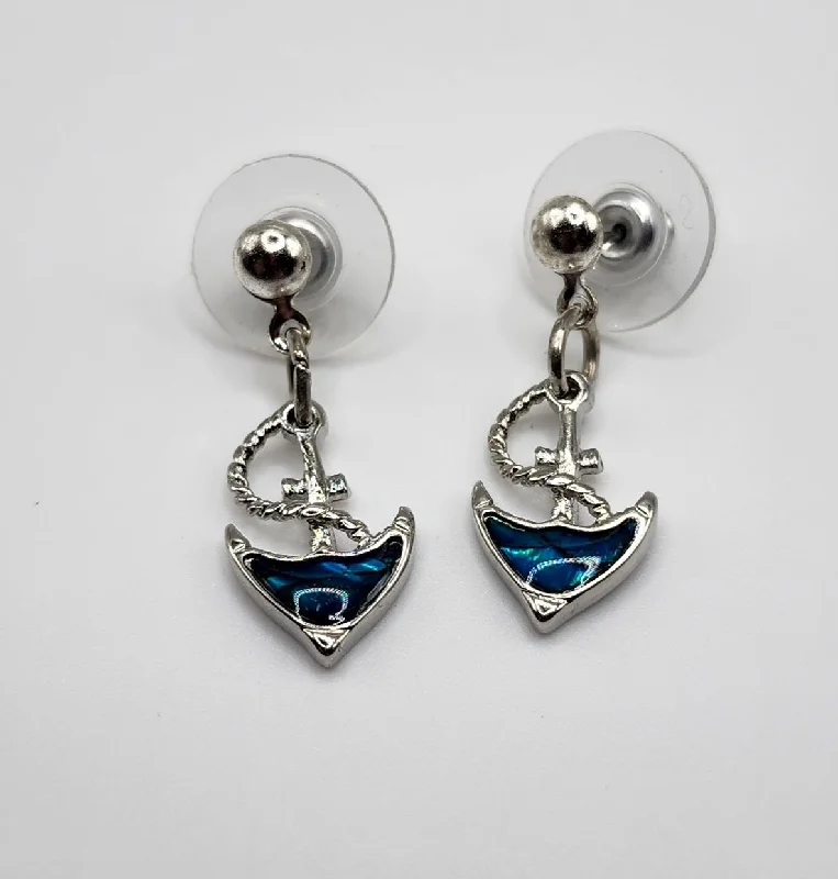 Hoop earrings with oversized pearl accents for a statement-making look-Paua Shell Anchor Earrings