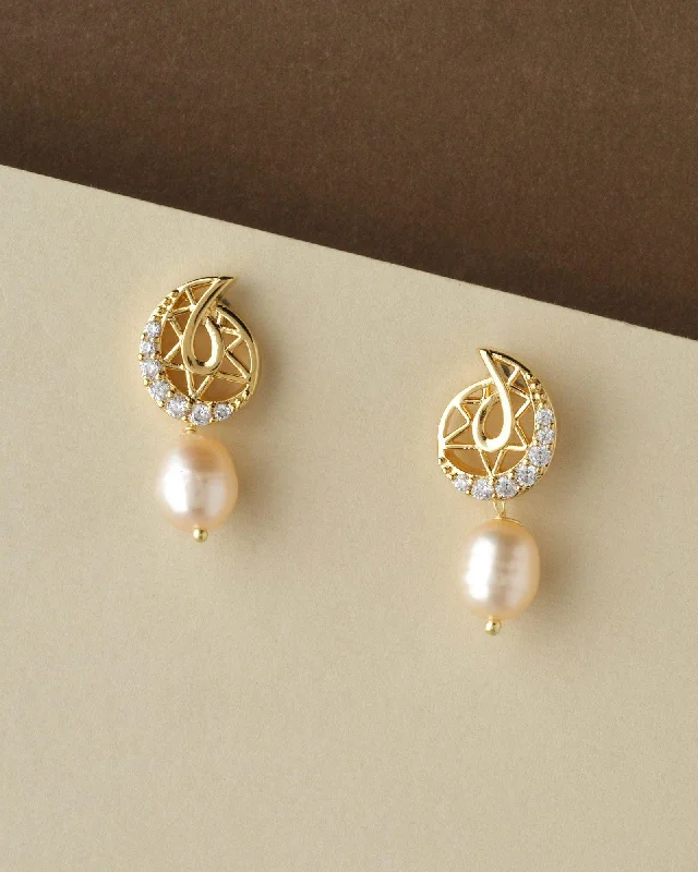 Hoop earrings with luxe velvet finishes for a rich and luxurious touch-Pretty Drop Pearl Earring