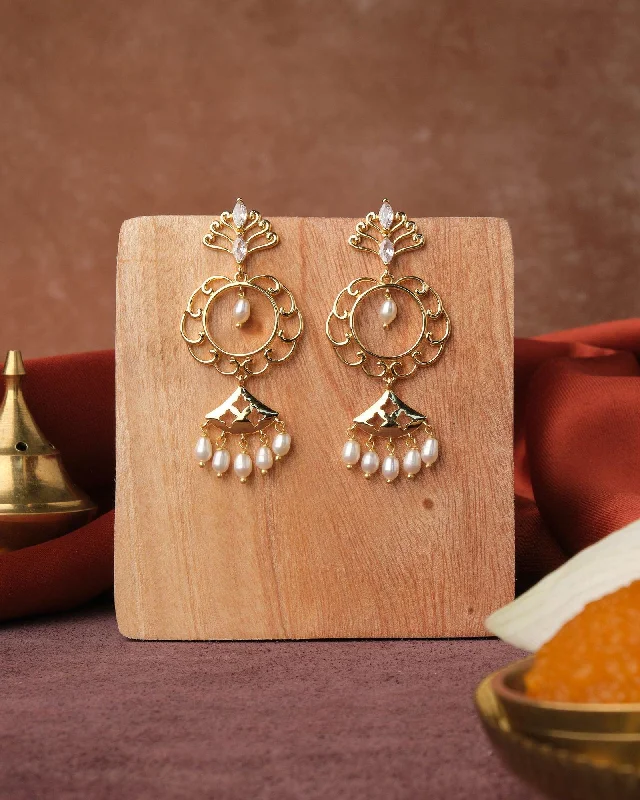 Hoop earrings with gold accents for a warm, elegant statement piece-Light Weight Pearl Jhumka