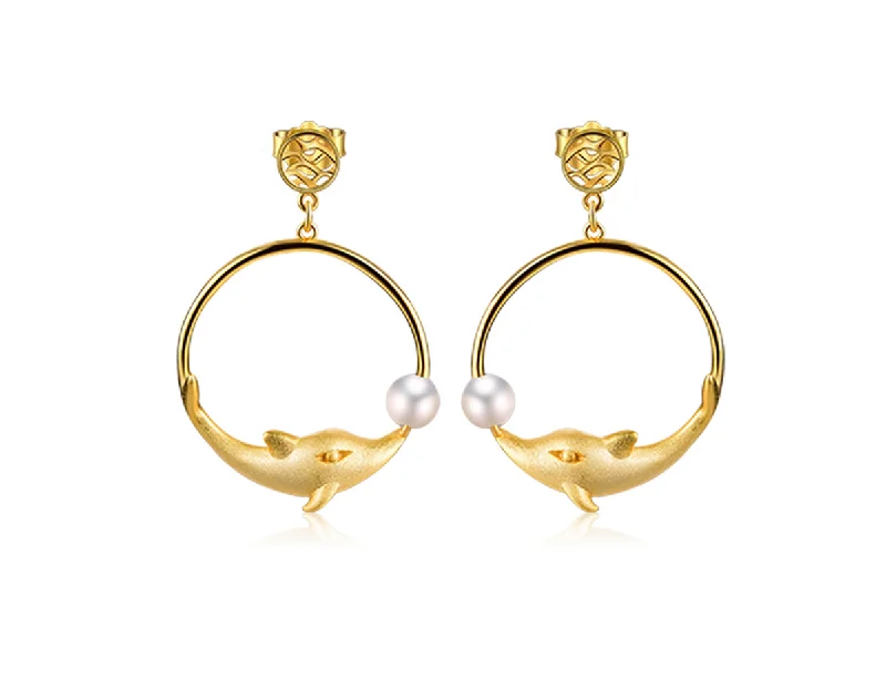 Best hoop earrings with Swarovski crystals for added sparkle and luxury-Playful Dolphin Earring