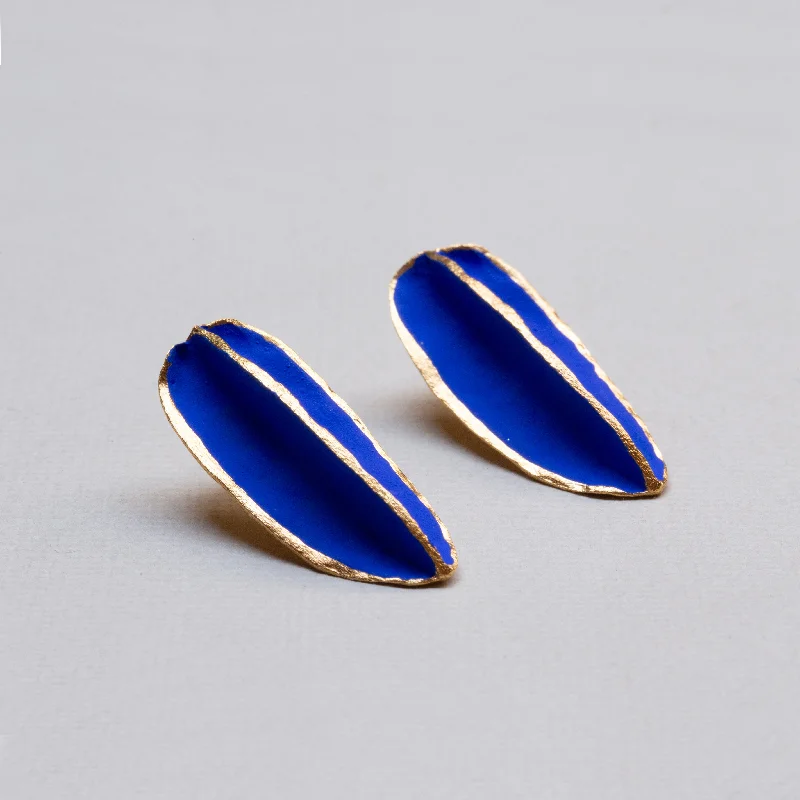 Hoop earrings with hearts for a sweet and romantic gesture-Pop-in Blue Gold-plated Earrings - Single