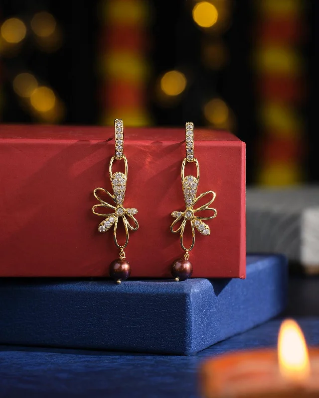 Hoop earrings with rhinestone embellishments for a glamorous and sparkling look-Prema raga- Love colour Pearl Earrings