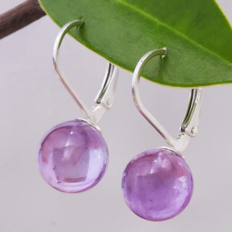 Best hoop earrings with detachable studs for a versatile and adjustable accessory-Pure Violet Purple Amethyst and Sterling Silver Earrings from Thailand