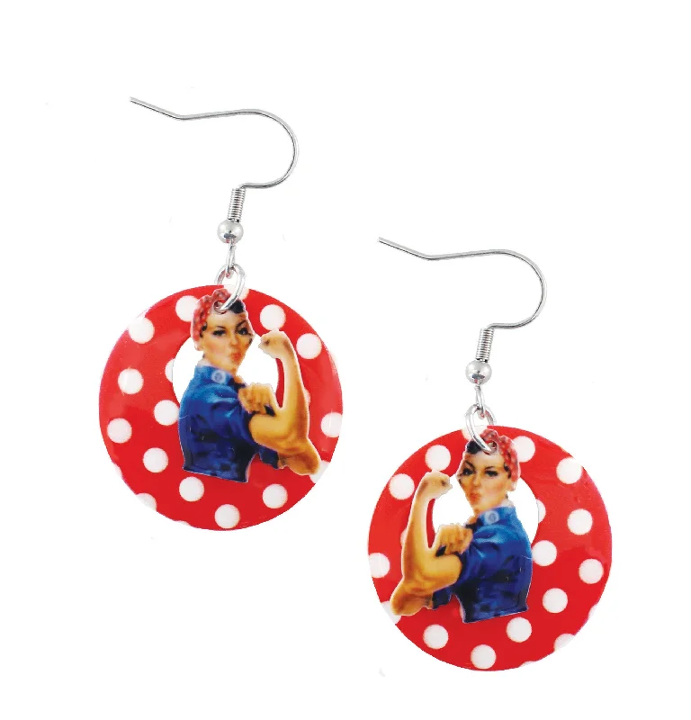 Best hoop earrings with crescent-shaped designs for a bold, moon-inspired style-Rosie the Riveter Cutout Hoop Earrings