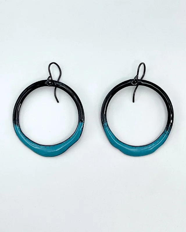 Hoop earrings with luxe velvet finishes for a rich and luxurious touch-Round Dipped Washer Enamel Earrings