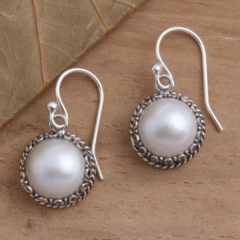 Best hoop earrings with infinity designs for a timeless and meaningful symbol-Shadow in White Cultured Pearl Sterling Silver Dangle Earrings