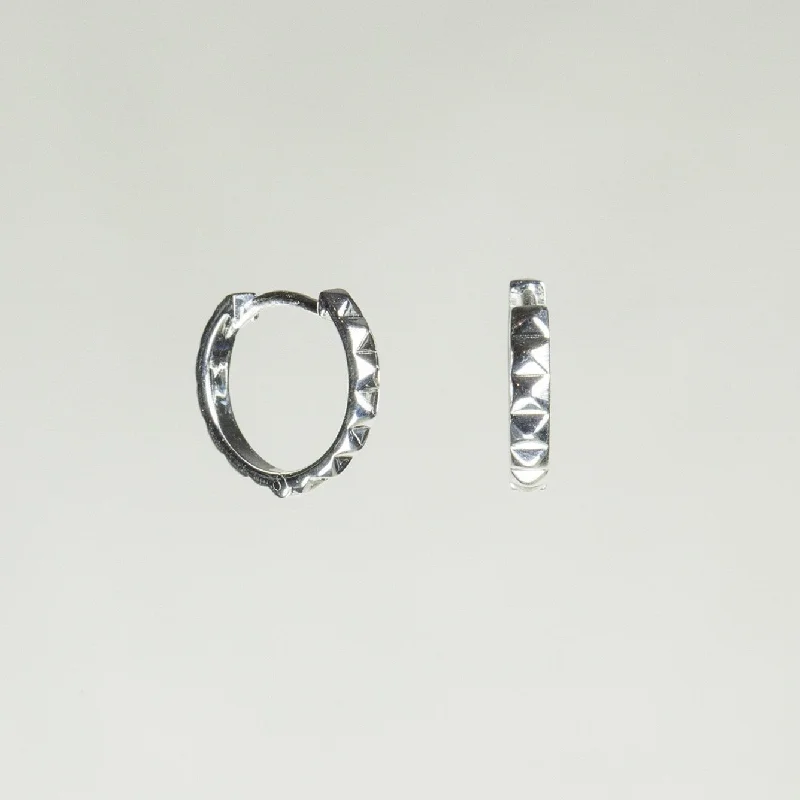 Hoop earrings with open designs for a modern, lighthearted vibe-Silver Studded Hoops