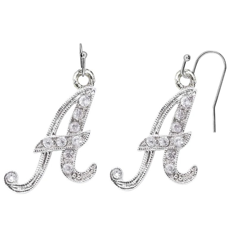 Hoop earrings with textured gold for a refined and sophisticated aesthetic-1928 Jewelry Clear Crystal Accent Initial Wire Earrings