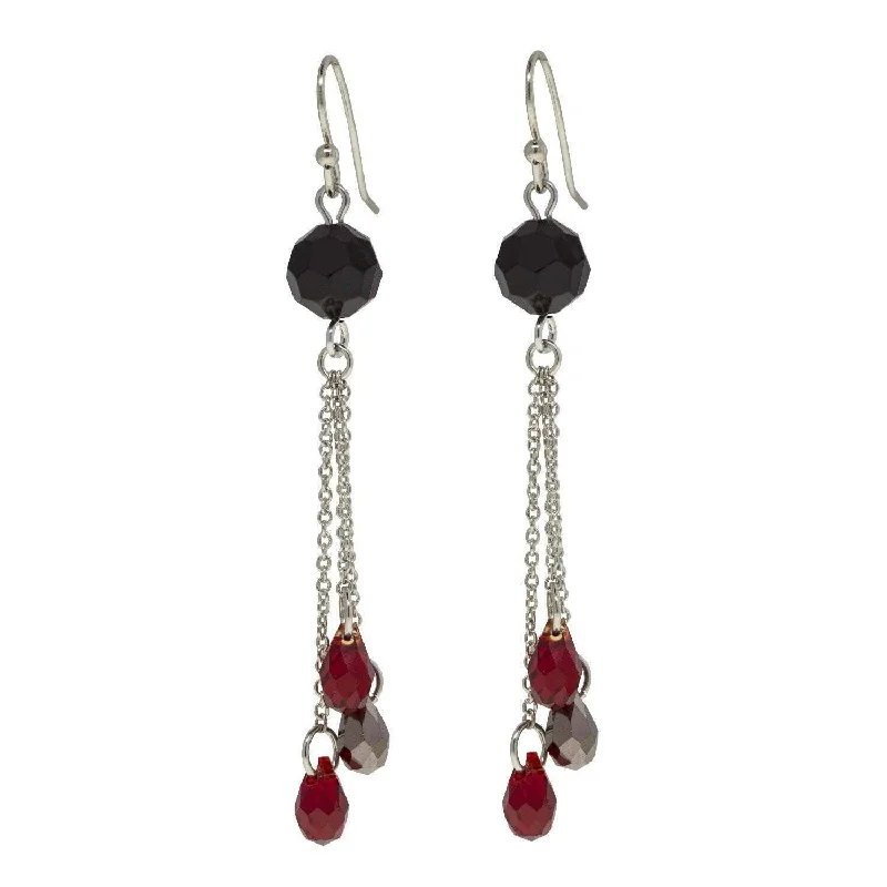 Hoop earrings with braided patterns for a detailed and textured finish-1928 Jewelry Multi Red Drop Chain Beaded Earrings