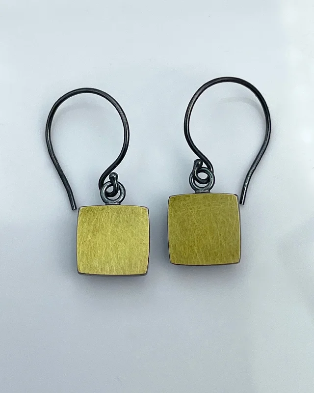 Hoop earrings with a matte finish for a sleek and sophisticated appearance-Ashka Dymel Bimetal Square Earrings